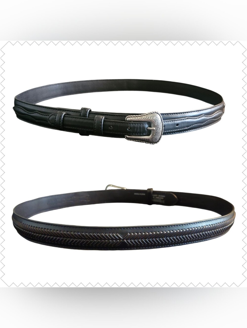 Vintage 90's Nocona Men's Western Top Hand Ranger Black Leather Belt Size 42